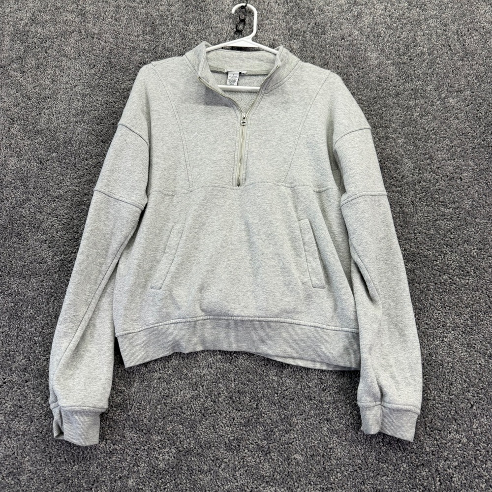 Better Together Pullover Womens L Gray Quarter Zip Sweatshirt TK3016